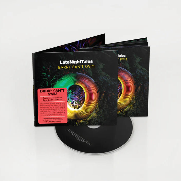Vinyl record with cover titled 'Late Night Tales: Barry Can't Swim' on a white background